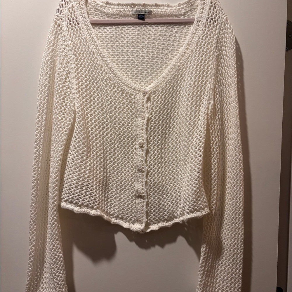American Eagle Outfitters Cream Knit Cardigan